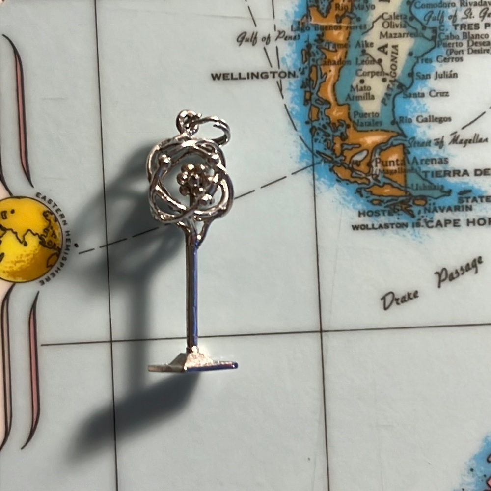2/$30 Vintage Sterling Silver Charm - Atom Science Trophy